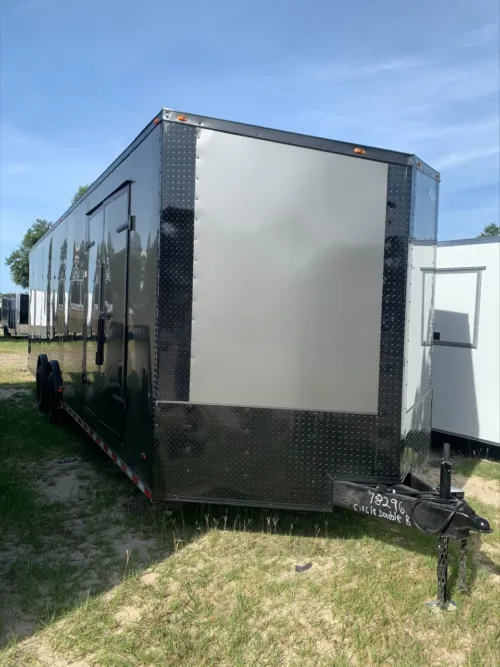 8.5x28-Car-Hauler-Trailer-500x667-1 2024 Anvil Trailers – Custom 8.5×28 Enclosed Blackout Trailer For Sale - Image 1