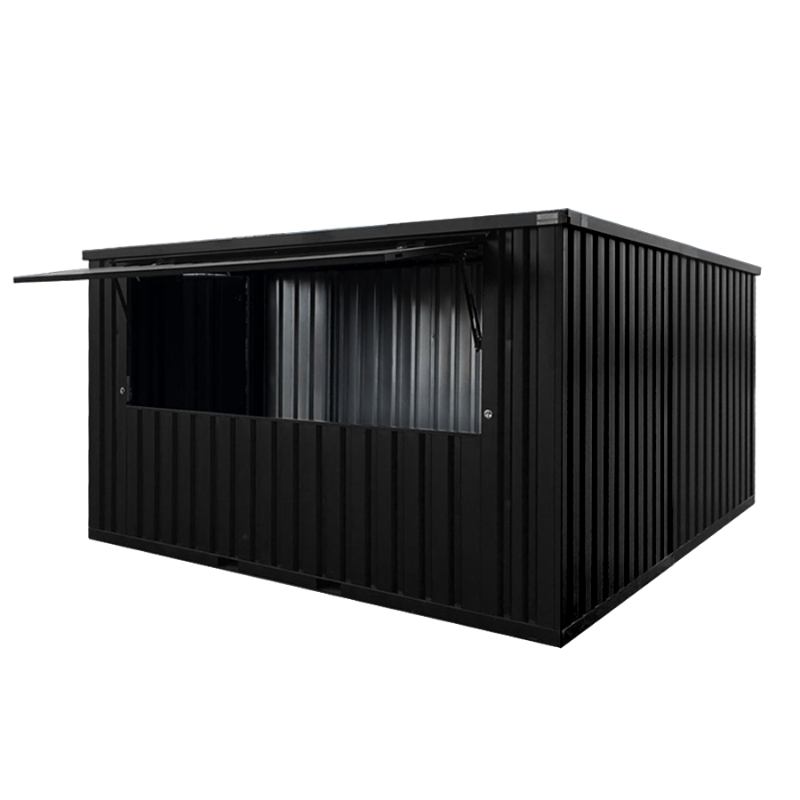 FOCO-BAR-4X4-RAL-9005-1 Modern 4×4 Meter Shipping Container Bar XL – Folding Canopy - Image 1