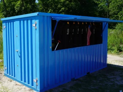 Container Pop Up 4×2 Meters Blue Ral 5012