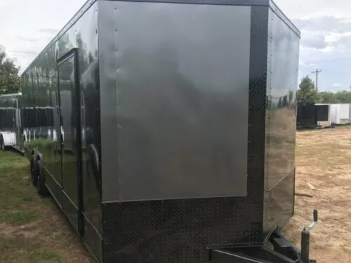 gray_blackout_8.5x24_cs_front-scaled-500x375-1 2024 Fast Cargo 8.5×24 Blackout Racecar Trailers For Sale - Image 1